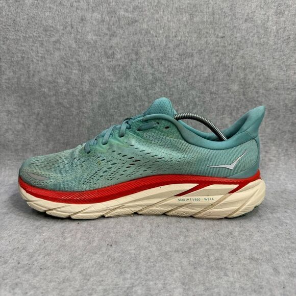Hoka One One Clifton 8 Women Shoe Size 9B Blue Red Low Top Road Running Sneaker - Picture 7 of 9